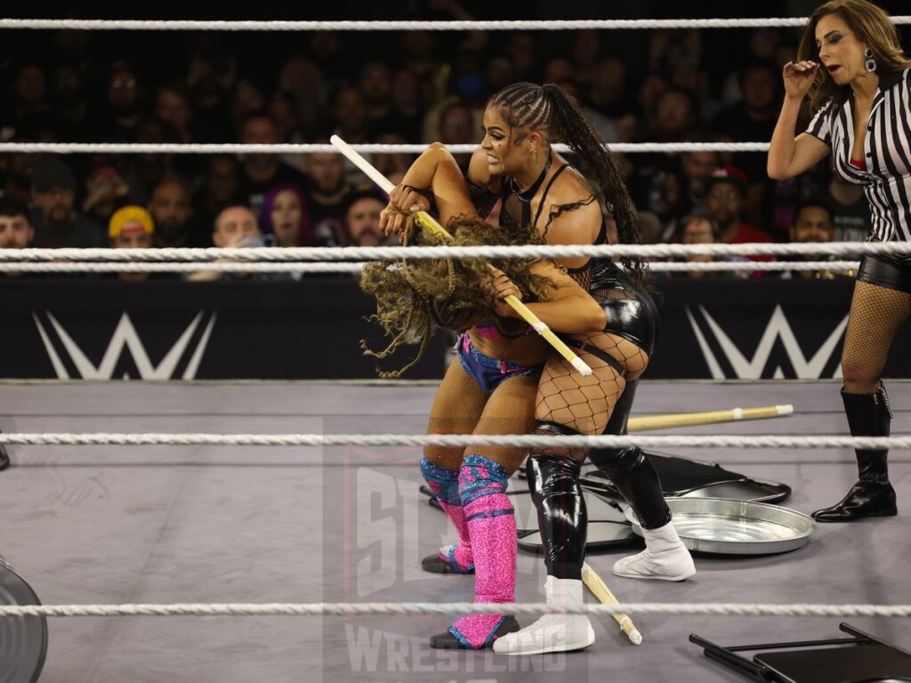 Hardcore Match with Dawn Marie as referee: Lola Vice vs Jaida Parker at NXT on Wednesday, November 6, 2024, at the 2300 Arena, in Philadelphia, PA. Photo by George Tahinos, https://georgetahinos.smugmug.com