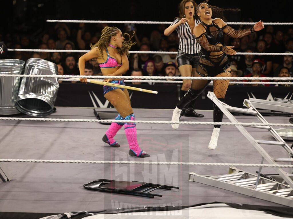 Hardcore Match with Dawn Marie as referee: Lola Vice vs Jaida Parker at NXT on Wednesday, November 6, 2024, at the 2300 Arena, in Philadelphia, PA. Photo by George Tahinos, https://georgetahinos.smugmug.com