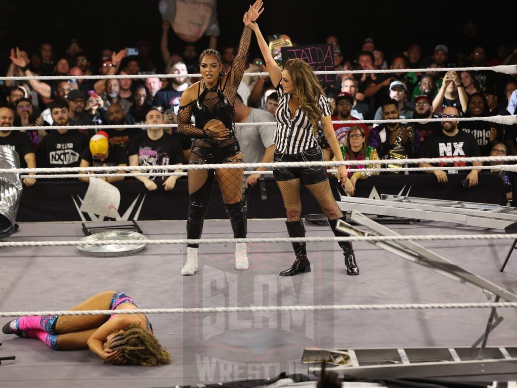 Hardcore Match with Dawn Marie as referee: Lola Vice vs Jaida Parker at NXT on Wednesday, November 6, 2024, at the 2300 Arena, in Philadelphia, PA. Photo by George Tahinos, https://georgetahinos.smugmug.com