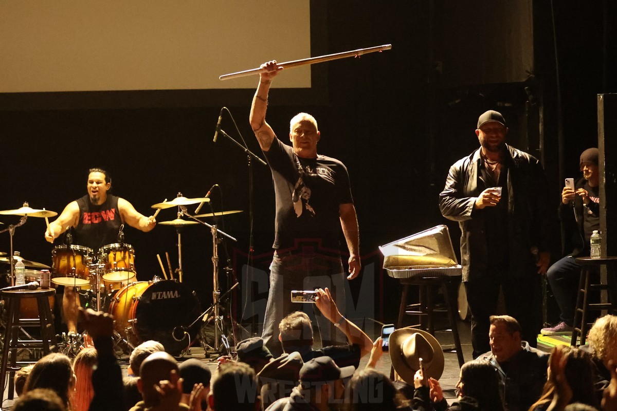 The Sandman joins Dave LaGreca and Bully Ray at 'Dave and Bully Take Manhattan' on Tuesday, November 26, 2024, at the Gramercy Theatre in New York, NY. Photo by George Tahinos, https://georgetahinos.smugmug.com