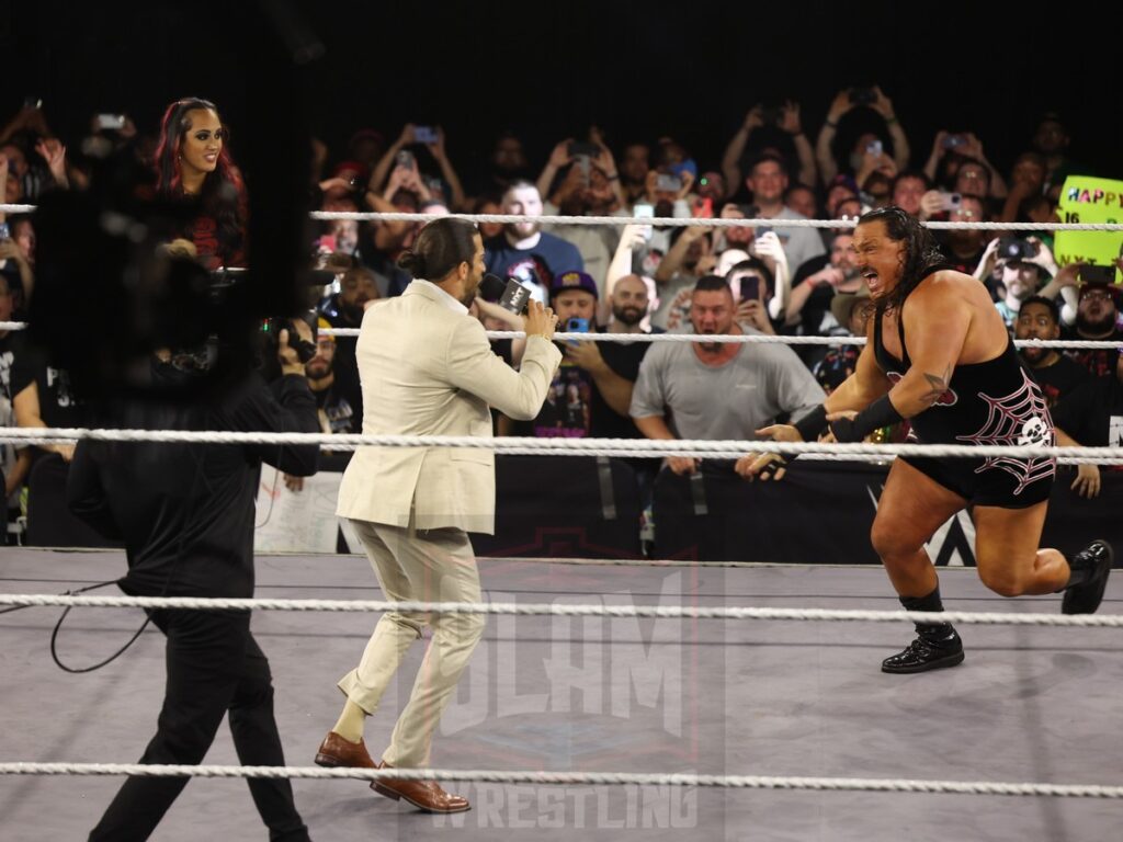 Rhino goes after Robert Stone at NXT on Wednesday, November 6, 2024, at the 2300 Arena, in Philadelphia, PA. Photo by George Tahinos, https://georgetahinos.smugmug.com