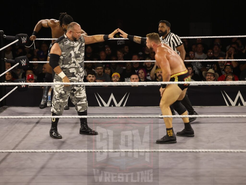 Ethan Page and Ridge Holland vs Trick Williams and Bubba Ray Dudley at NXT on Wednesday, November 6, 2024, at the 2300 Arena, in Philadelphia, PA. Photo by George Tahinos, https://georgetahinos.smugmug.com