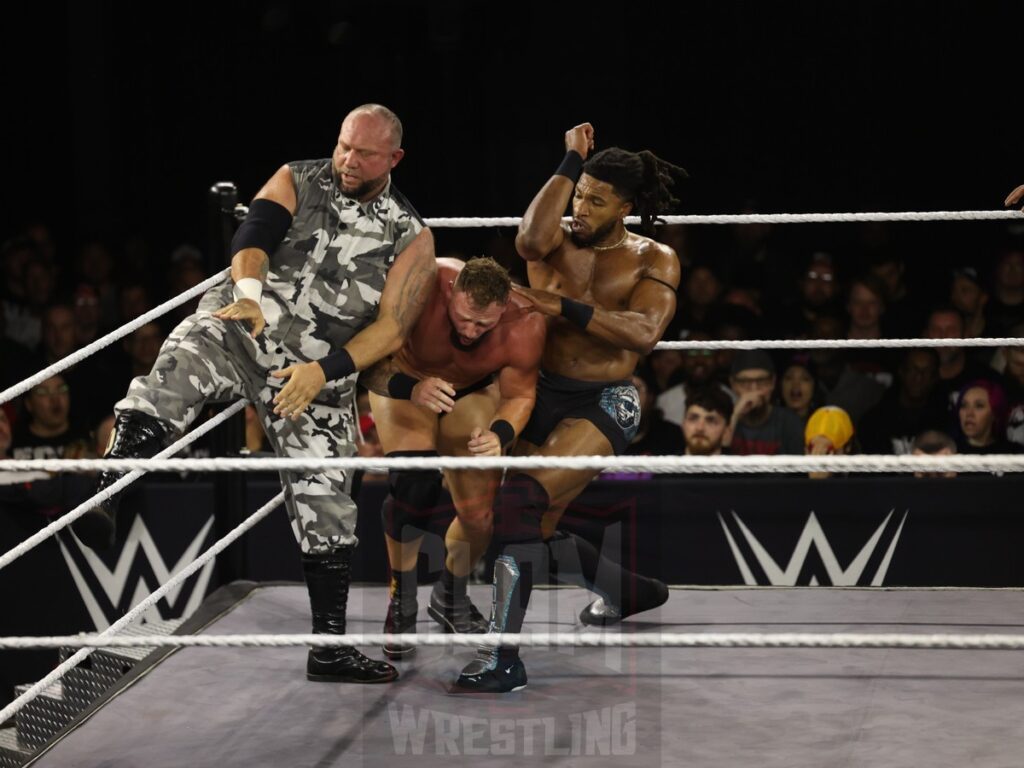 Ethan Page and Ridge Holland vs Trick Williams and Bubba Ray Dudley at NXT on Wednesday, November 6, 2024, at the 2300 Arena, in Philadelphia, PA. Photo by George Tahinos, https://georgetahinos.smugmug.com