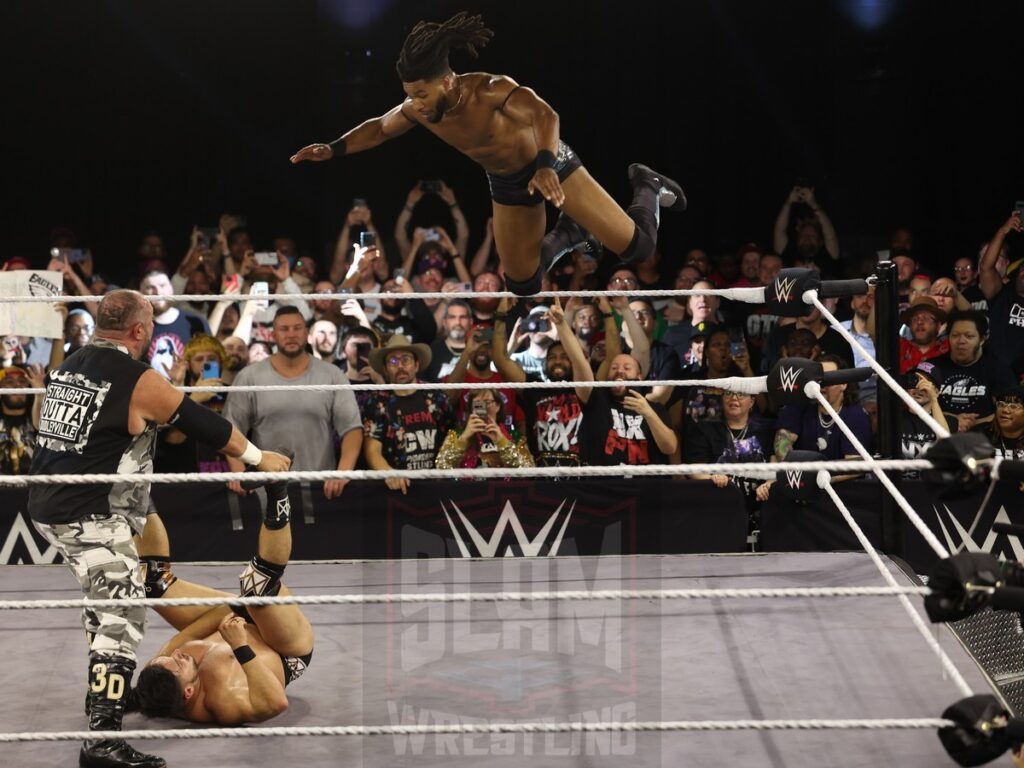 Ethan Page and Ridge Holland vs Trick Williams and Bubba Ray Dudley at NXT on Wednesday, November 6, 2024, at the 2300 Arena, in Philadelphia, PA. Photo by George Tahinos, https://georgetahinos.smugmug.com