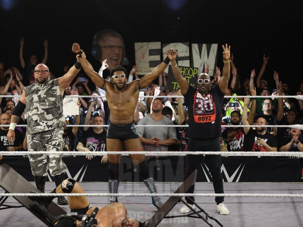 Bubba Ray Dudley, Trick Williams and D-Von Dudley at NXT on Wednesday, November 6, 2024, at the 2300 Arena, in Philadelphia, PA. Photo by George Tahinos, https://georgetahinos.smugmug.com