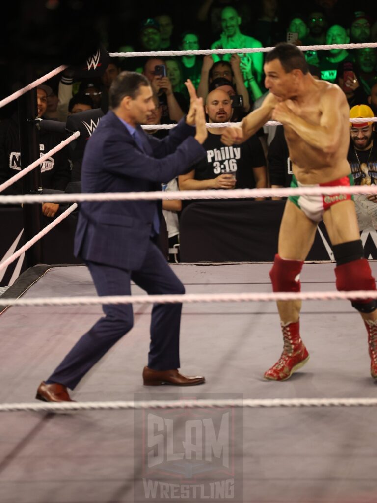 Nunzio warms up with Tony Mamaluke at NXT on Wednesday, November 6, 2024, at the 2300 Arena, in Philadelphia, PA. Photo by George Tahinos, https://georgetahinos.smugmug.com