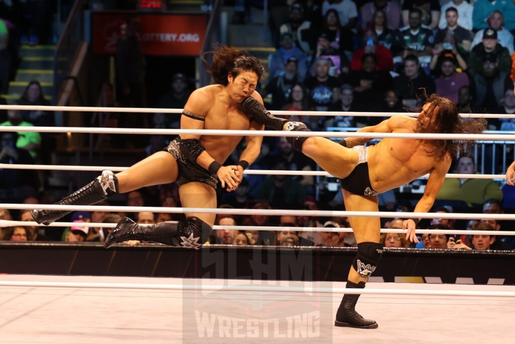 Konosuke Takeshita vs Adam Cole at AEW Dynamite on Wednesday, November 13, 2024, at the Total Mortgage Arena, in Bridgeport, Connecticut. Photo by George Tahinos, georgetahinos.smugmug.com