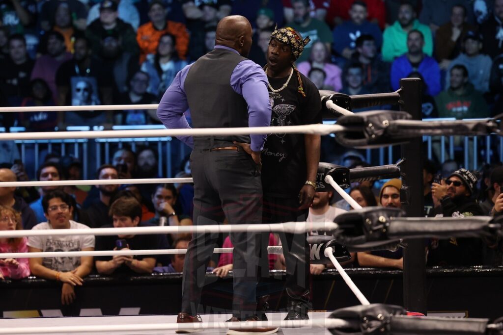 Shelton Benjamin gets in Prince Nana's face at AEW Dynamite on Wednesday, November 13, 2024, at the Total Mortgage Arena, in Bridgeport, Connecticut. Photo by George Tahinos, georgetahinos.smugmug.com