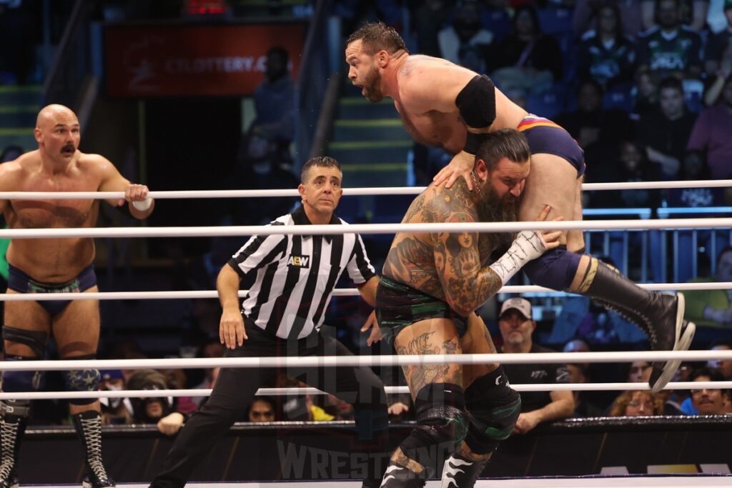 AEW Full Gear 4-Way Contenders Series Match: FTR (Cash Wheeler and Dax Harwood) vs House of Black (Malakai Black and Brody King) at AEW Dynamite on Wednesday, November 13, 2024, at the Total Mortgage Arena, in Bridgeport, Connecticut. Photo by George Tahinos, georgetahinos.smugmug.com