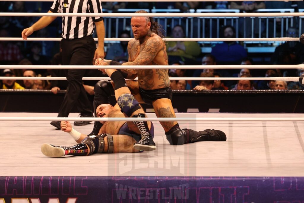 AEW Full Gear 4-Way Contenders Series Match: FTR (Cash Wheeler and Dax Harwood) vs House of Black (Malakai Black and Brody King) at AEW Dynamite on Wednesday, November 13, 2024, at the Total Mortgage Arena, in Bridgeport, Connecticut. Photo by George Tahinos, georgetahinos.smugmug.com