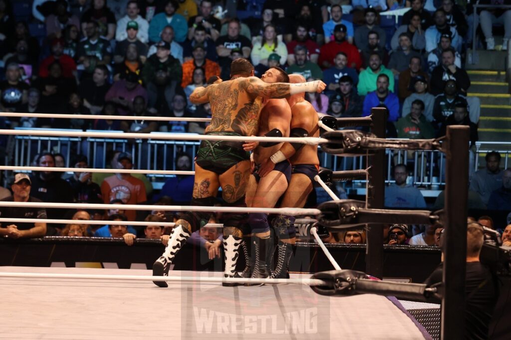 AEW Full Gear 4-Way Contenders Series Match: FTR (Cash Wheeler and Dax Harwood) vs House of Black (Malakai Black and Brody King) at AEW Dynamite on Wednesday, November 13, 2024, at the Total Mortgage Arena, in Bridgeport, Connecticut. Photo by George Tahinos, georgetahinos.smugmug.com