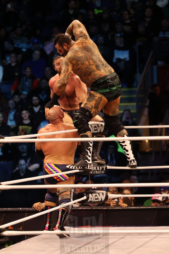 AEW Full Gear 4-Way Contenders Series Match: FTR (Cash Wheeler and Dax Harwood) vs House of Black (Malakai Black and Brody King) at AEW Dynamite on Wednesday, November 13, 2024, at the Total Mortgage Arena, in Bridgeport, Connecticut. Photo by George Tahinos, georgetahinos.smugmug.com