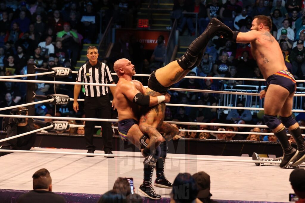 AEW Full Gear 4-Way Contenders Series Match: FTR (Cash Wheeler and Dax Harwood) vs House of Black (Malakai Black and Brody King) at AEW Dynamite on Wednesday, November 13, 2024, at the Total Mortgage Arena, in Bridgeport, Connecticut. Photo by George Tahinos, georgetahinos.smugmug.com