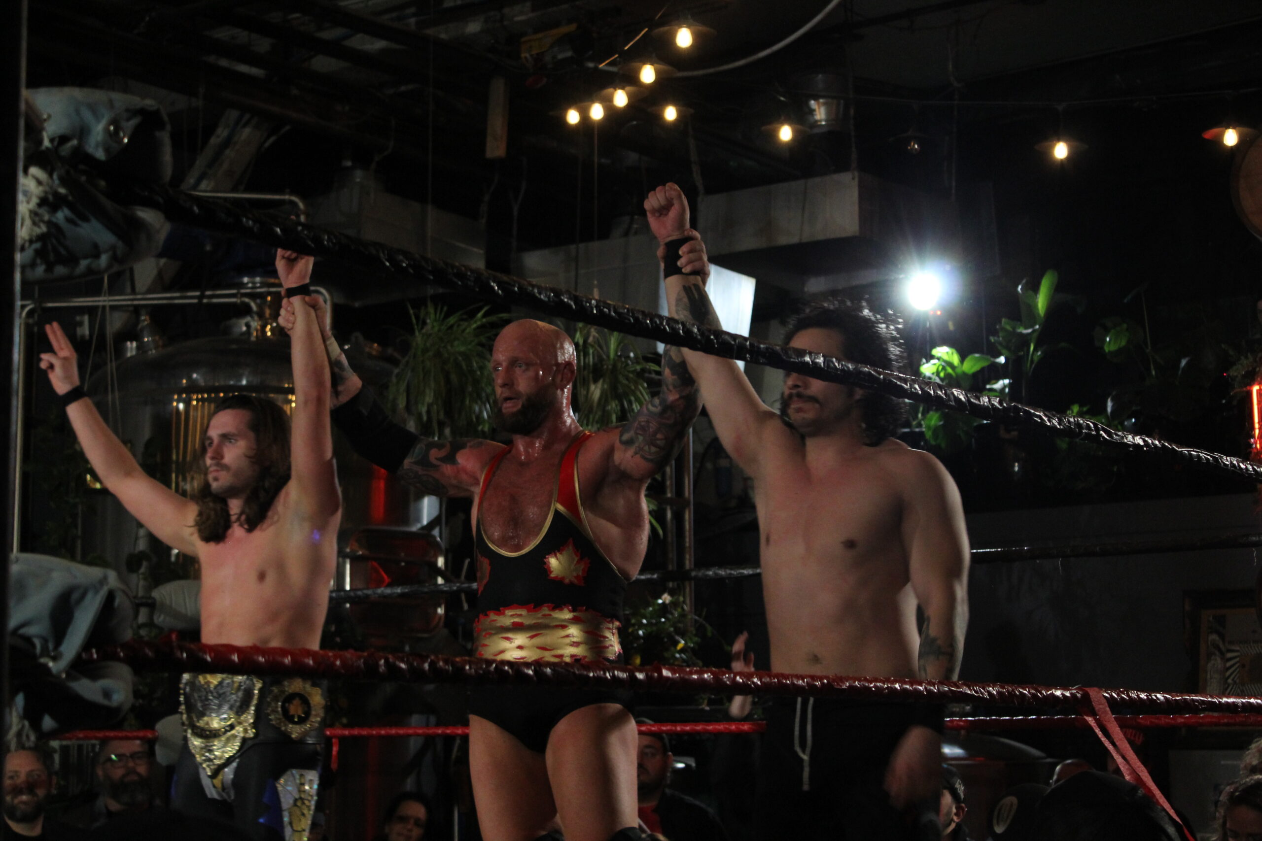 Josh Alexander encouraged both the champion Vaughn Vertigo and their other opponent Gabriel Fuerza after an exciting, intense triple-threat match at Blood Brothers Brewery in Toronto on November 17th.