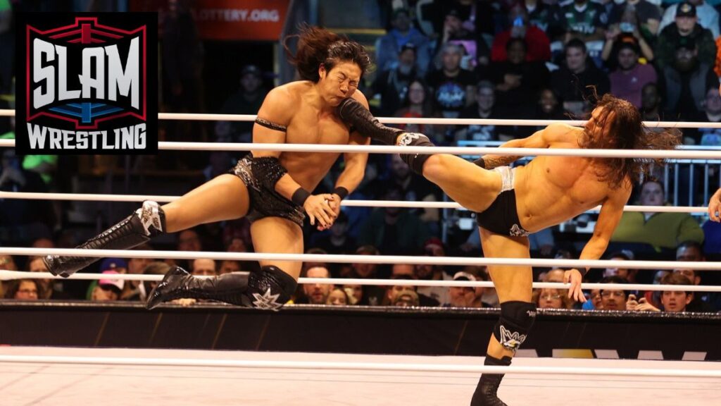 Konosuke Takeshita eats Adam Cole's boot at AEW Dynamite on Wednesday, November 13, 2024, at the Total Mortgage Arena, in Bridgeport, Connecticut. Photo by George Tahinos, georgetahinos.smugmug.com