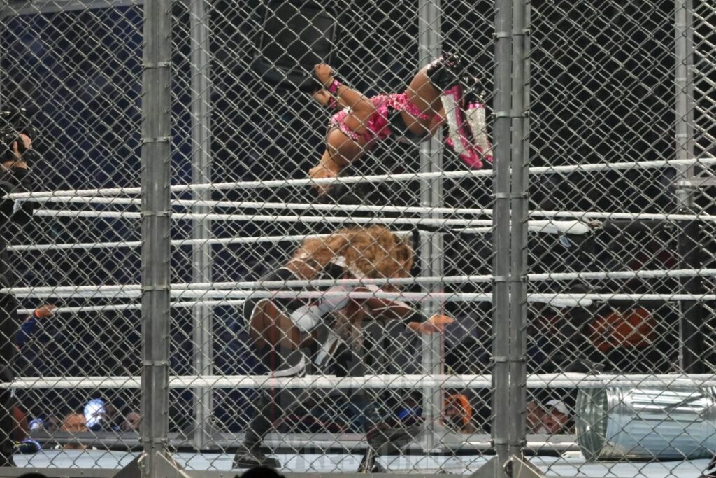 WarGames match: Rhea Ripley, Bayley, Bianca Belair, Iyo Sky, and Naomi vs. Liv Morgan, Racquel Rodriguez, Nia Jax, Candice LeRea, and Tiffany Stratton at WWE Survivor Series: War Games, at the Rogers Arena in Vancouver, BC, on Saturday, November 30, 2024. Photo by Mike Mastrandrea, https://www.instagram.com/mikemastrandrea_photography