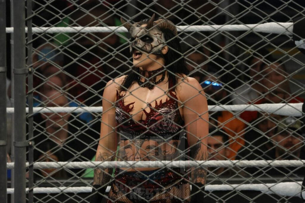 WarGames match: Rhea Ripley, Bayley, Bianca Belair, Iyo Sky, and Naomi vs. Liv Morgan, Racquel Rodriguez, Nia Jax, Candice LeRea, and Tiffany Stratton at WWE Survivor Series: War Games, at the Rogers Arena in Vancouver, BC, on Saturday, November 30, 2024. Photo by Mike Mastrandrea, https://www.instagram.com/mikemastrandrea_photography