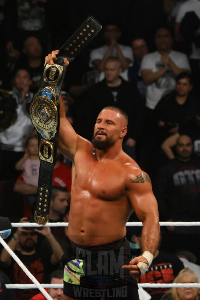 Bron Breakker retained his Intercontinental title at WWE Survivor Series: War Games, at the Rogers Arena in Vancouver, BC, on Saturday, November 30, 2024. Photo by Mike Mastrandrea, https://www.instagram.com/mikemastrandrea_photography