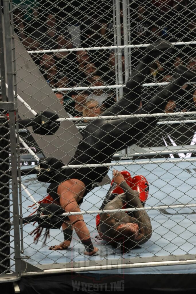 WarGames match: Roman Reigns, Sami Zayn, Jimmy Uso, Jey Uso, and CM Punk vs. Solo Sikoa, Tonga Loa, Tama Tonga, Jacob Fatu, and Bronson Reed at WWE Survivor Series: War Games, at the Rogers Arena in Vancouver, BC, on Saturday, November 30, 2024. Photo by Mike Mastrandrea, https://www.instagram.com/mikemastrandrea_photography