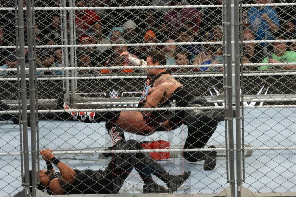 WarGames match: Roman Reigns, Sami Zayn, Jimmy Uso, Jey Uso, and CM Punk vs. Solo Sikoa, Tonga Loa, Tama Tonga, Jacob Fatu, and Bronson Reed at WWE Survivor Series: War Games, at the Rogers Arena in Vancouver, BC, on Saturday, November 30, 2024. Photo by Mike Mastrandrea, https://www.instagram.com/mikemastrandrea_photography