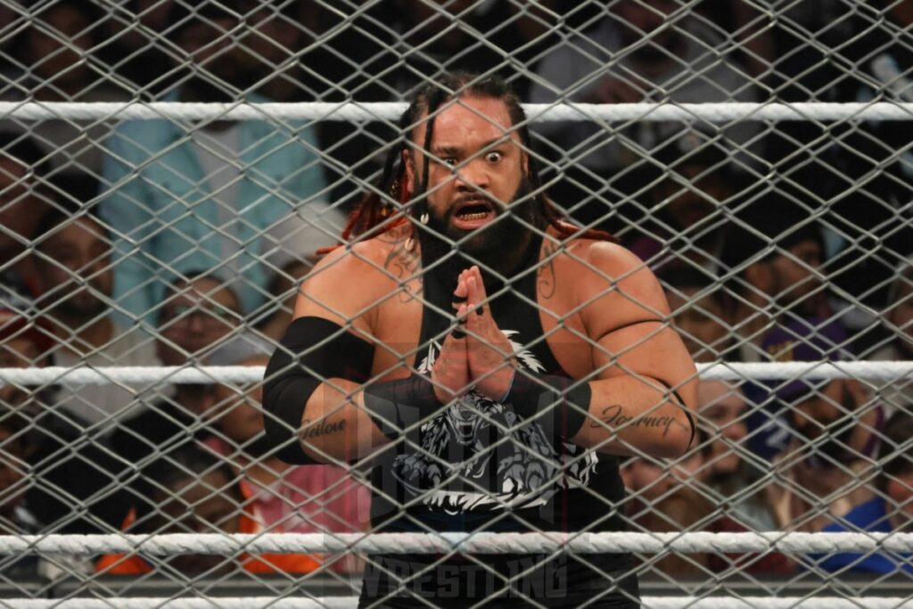 WarGames match: Roman Reigns, Sami Zayn, Jimmy Uso, Jey Uso, and CM Punk vs. Solo Sikoa, Tonga Loa, Tama Tonga, Jacob Fatu, and Bronson Reed at WWE Survivor Series: War Games, at the Rogers Arena in Vancouver, BC, on Saturday, November 30, 2024. Photo by Mike Mastrandrea, https://www.instagram.com/mikemastrandrea_photography