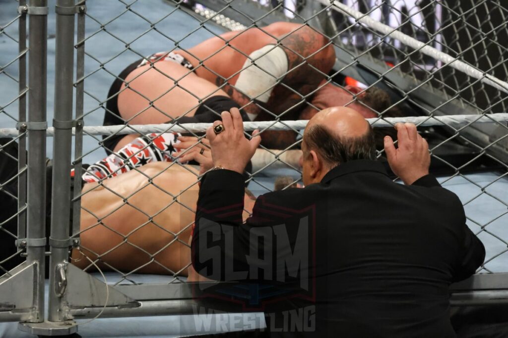 WarGames match: Roman Reigns, Sami Zayn, Jimmy Uso, Jey Uso, and CM Punk vs. Solo Sikoa, Tonga Loa, Tama Tonga, Jacob Fatu, and Bronson Reed at WWE Survivor Series: War Games, at the Rogers Arena in Vancouver, BC, on Saturday, November 30, 2024. Photo by Mike Mastrandrea, https://www.instagram.com/mikemastrandrea_photography