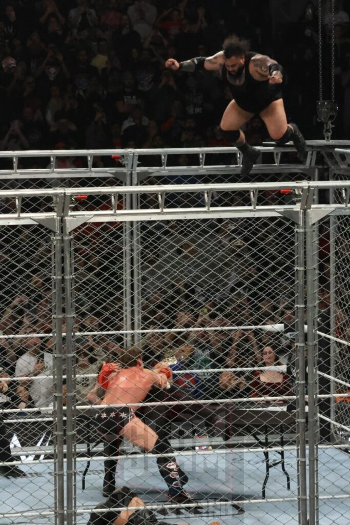 WarGames match: Roman Reigns, Sami Zayn, Jimmy Uso, Jey Uso, and CM Punk vs. Solo Sikoa, Tonga Loa, Tama Tonga, Jacob Fatu, and Bronson Reed at WWE Survivor Series: War Games, at the Rogers Arena in Vancouver, BC, on Saturday, November 30, 2024. Photo by Mike Mastrandrea, https://www.instagram.com/mikemastrandrea_photography