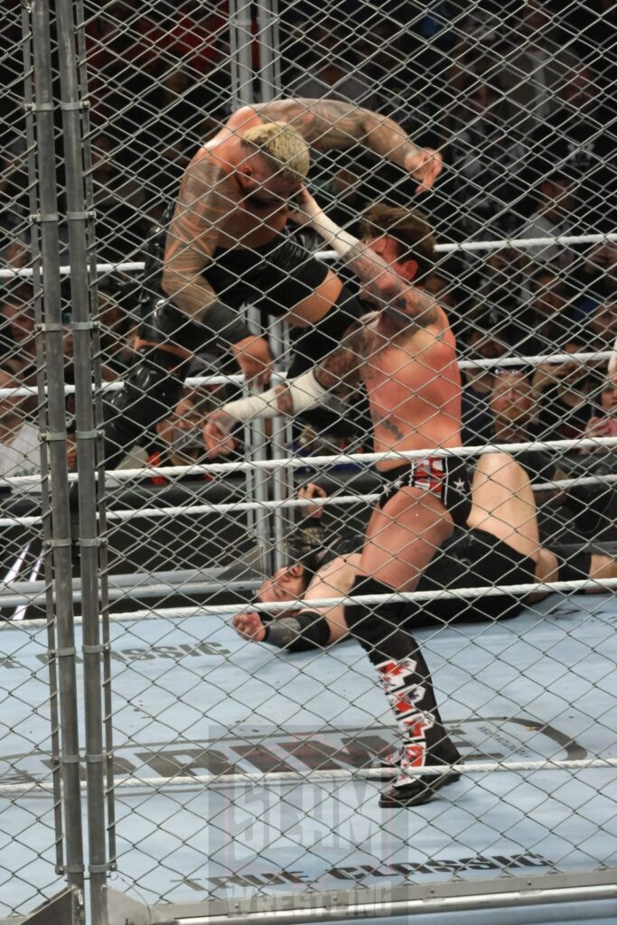 WarGames match: Roman Reigns, Sami Zayn, Jimmy Uso, Jey Uso, and CM Punk vs. Solo Sikoa, Tonga Loa, Tama Tonga, Jacob Fatu, and Bronson Reed at WWE Survivor Series: War Games, at the Rogers Arena in Vancouver, BC, on Saturday, November 30, 2024. Photo by Mike Mastrandrea, https://www.instagram.com/mikemastrandrea_photography