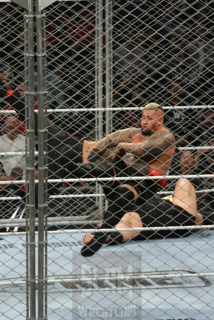 WarGames match: Roman Reigns, Sami Zayn, Jimmy Uso, Jey Uso, and CM Punk vs. Solo Sikoa, Tonga Loa, Tama Tonga, Jacob Fatu, and Bronson Reed at WWE Survivor Series: War Games, at the Rogers Arena in Vancouver, BC, on Saturday, November 30, 2024. Photo by Mike Mastrandrea, https://www.instagram.com/mikemastrandrea_photography