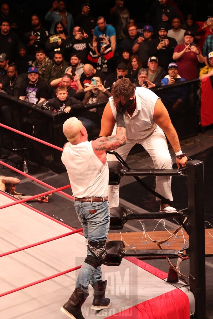 ROH World Tag Team Championship Texas Bullrope Match: The Sons of Texas (Dustin Rhodes & Sammy Guevara) (c) vs The Righteous (Vincent & Dutch) at Ring of Honor's Final Battle on Friday, December 20, 2024, at the Hammerstein Ballroom in New York, New York. Photo by George Tahinos, georgetahinos.smugmug.com