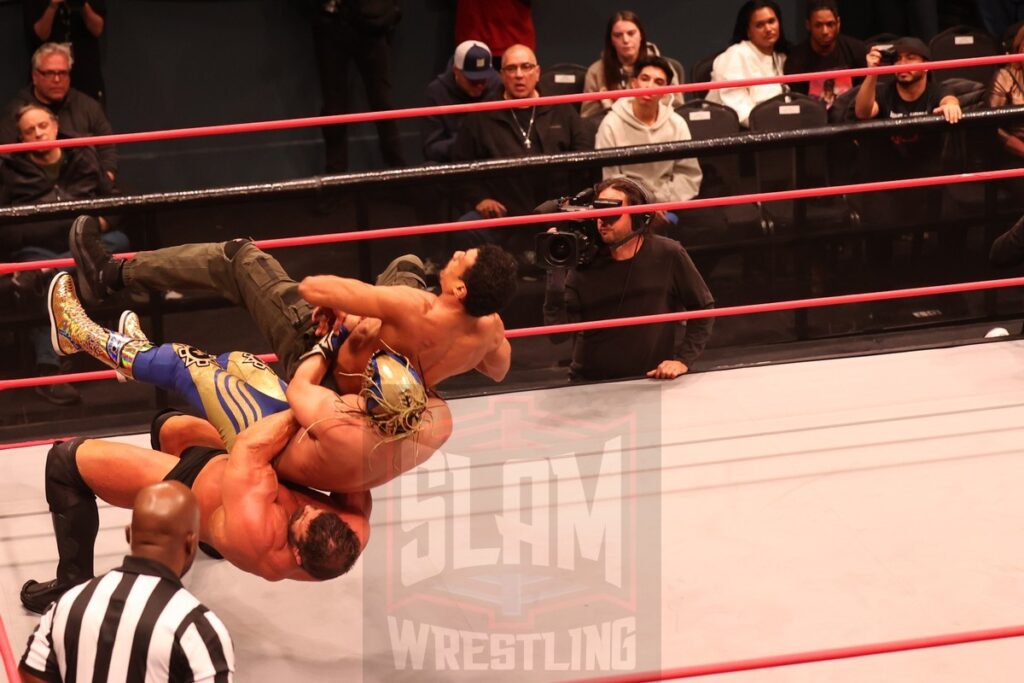 ROH World TV Championship Survival of the Fittest match: Komander (with Alex Abrahantes) vs Brian Cage (c) vs Willie Mack vs Mark Davis vs AR Fox vs and Blake Christian at Ring of Honor's Final Battle on Friday, December 20, 2024, at the Hammerstein Ballroom in New York, New York. Photo by George Tahinos, georgetahinos.smugmug.com