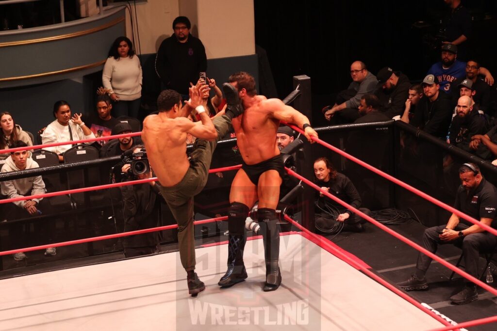 ROH World TV Championship Survival of the Fittest match: Komander (with Alex Abrahantes) vs Brian Cage (c) vs Willie Mack vs Mark Davis vs AR Fox vs and Blake Christian at Ring of Honor's Final Battle on Friday, December 20, 2024, at the Hammerstein Ballroom in New York, New York. Photo by George Tahinos, georgetahinos.smugmug.com