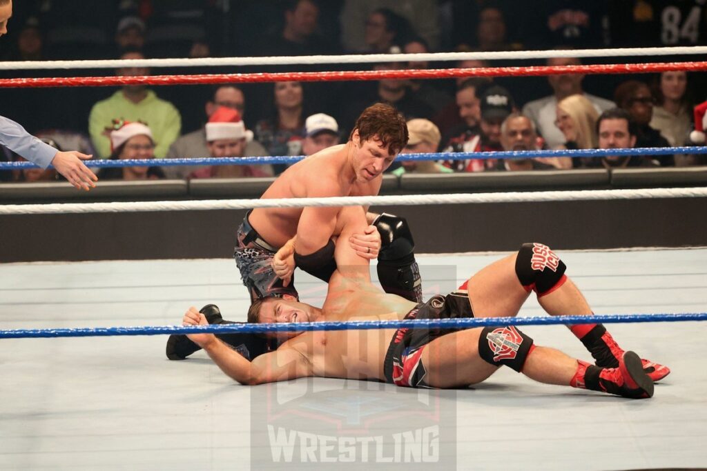 The Motor City Machine Guns (Alex Shelley & Chris Sabin) vs Austin Theory & Grayson Waller in a dark match at WWE Saturday Night's Main Event on Saturday, December 14, 2024, at the Nassau Veterans Memorial Coliseum in Uniondale, New York. Photo by George Tahinos, georgetahinos.smugmug.com