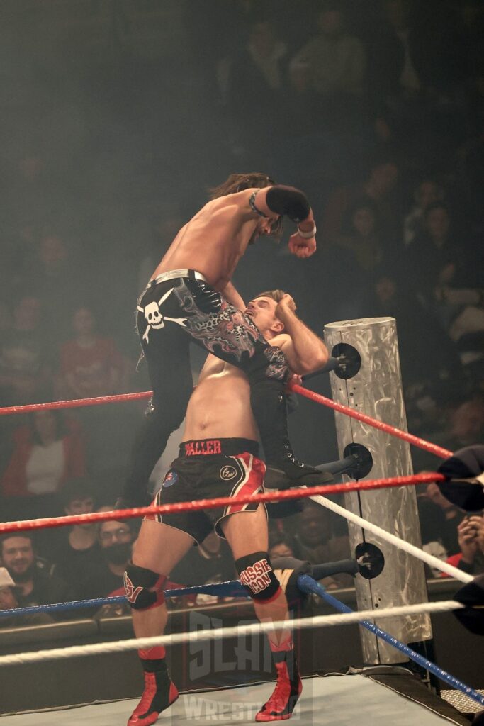 The Motor City Machine Guns (Alex Shelley & Chris Sabin) vs Austin Theory & Grayson Waller in a dark match at WWE Saturday Night's Main Event on Saturday, December 14, 2024, at the Nassau Veterans Memorial Coliseum in Uniondale, New York. Photo by George Tahinos, georgetahinos.smugmug.com