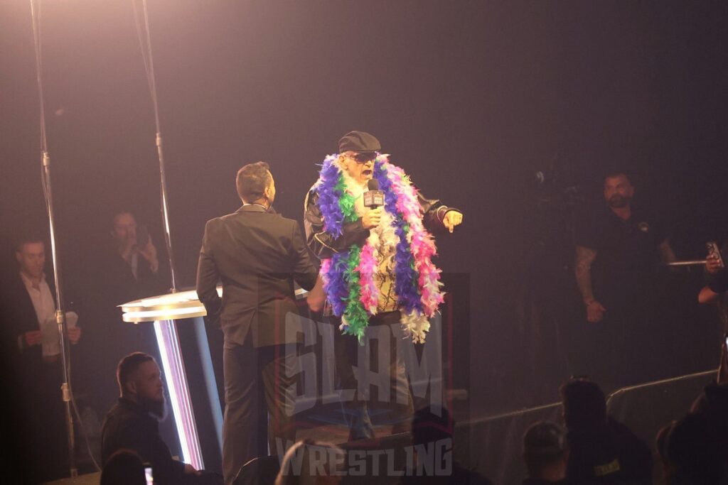 Joe Tessitore is joined by Jesse “The Body” Ventura at WWE Saturday Night's Main Event on Saturday, December 14, 2024, at the Nassau Veterans Memorial Coliseum in Uniondale, New York. Photo by George Tahinos, georgetahinos.smugmug.com