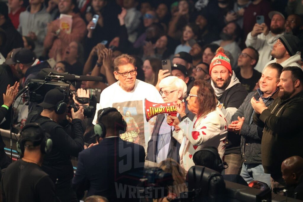 Tito Santana, Rich Hering and Jimmy "The Mouth of the South" Hart at WWE Saturday Night's Main Event on Saturday, December 14, 2024, at the Nassau Veterans Memorial Coliseum in Uniondale, New York. Photo by George Tahinos, georgetahinos.smugmug.com