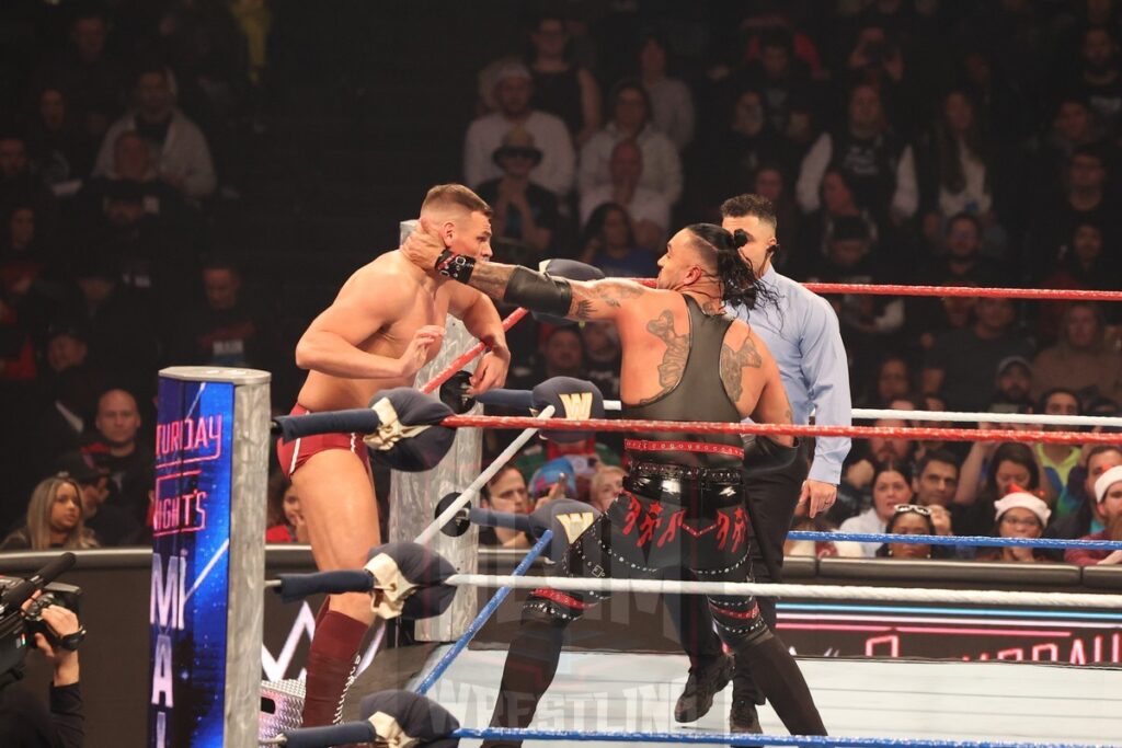 World Heavyweight Championship Match: Finn Balor vs. Damian Priest vs. Gunther (c) at WWE Saturday Night's Main Event on Saturday, December 14, 2024, at the Nassau Veterans Memorial Coliseum in Uniondale, New York. Photo by George Tahinos, georgetahinos.smugmug.com