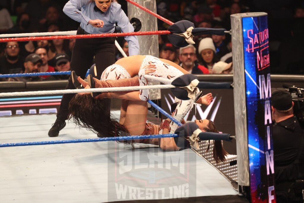 Women's United States Championship Tournament Final: Chelsea Green (w/ Piper Niven) vs. Michin at WWE Saturday Night's Main Event on Saturday, December 14, 2024, at the Nassau Veterans Memorial Coliseum in Uniondale, New York. Photo by George Tahinos, georgetahinos.smugmug.com