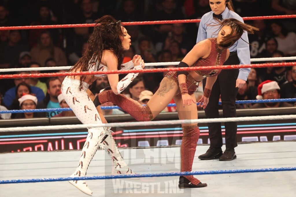 Women's United States Championship Tournament Final: Chelsea Green (w/ Piper Niven) vs. Michin at WWE Saturday Night's Main Event on Saturday, December 14, 2024, at the Nassau Veterans Memorial Coliseum in Uniondale, New York. Photo by George Tahinos, georgetahinos.smugmug.com