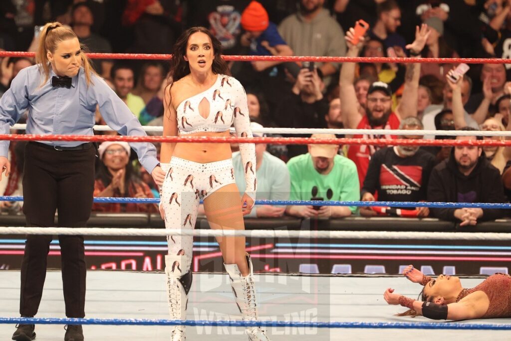 Women's United States Championship Tournament Final: Chelsea Green (w/ Piper Niven) vs. Michin at WWE Saturday Night's Main Event on Saturday, December 14, 2024, at the Nassau Veterans Memorial Coliseum in Uniondale, New York. Photo by George Tahinos, georgetahinos.smugmug.com