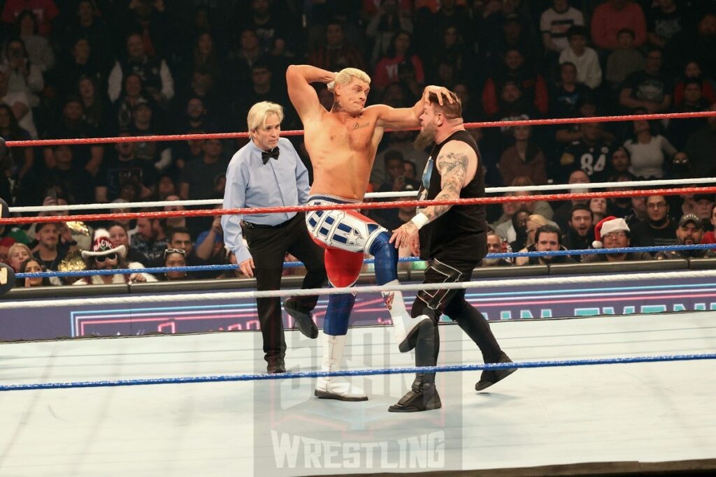 Undisputed WWE Championship Match: Kevin Owens vs. Cody Rhodes (c) at WWE Saturday Night's Main Event on Saturday, December 14, 2024, at the Nassau Veterans Memorial Coliseum in Uniondale, New York. Photo by George Tahinos, georgetahinos.smugmug.com