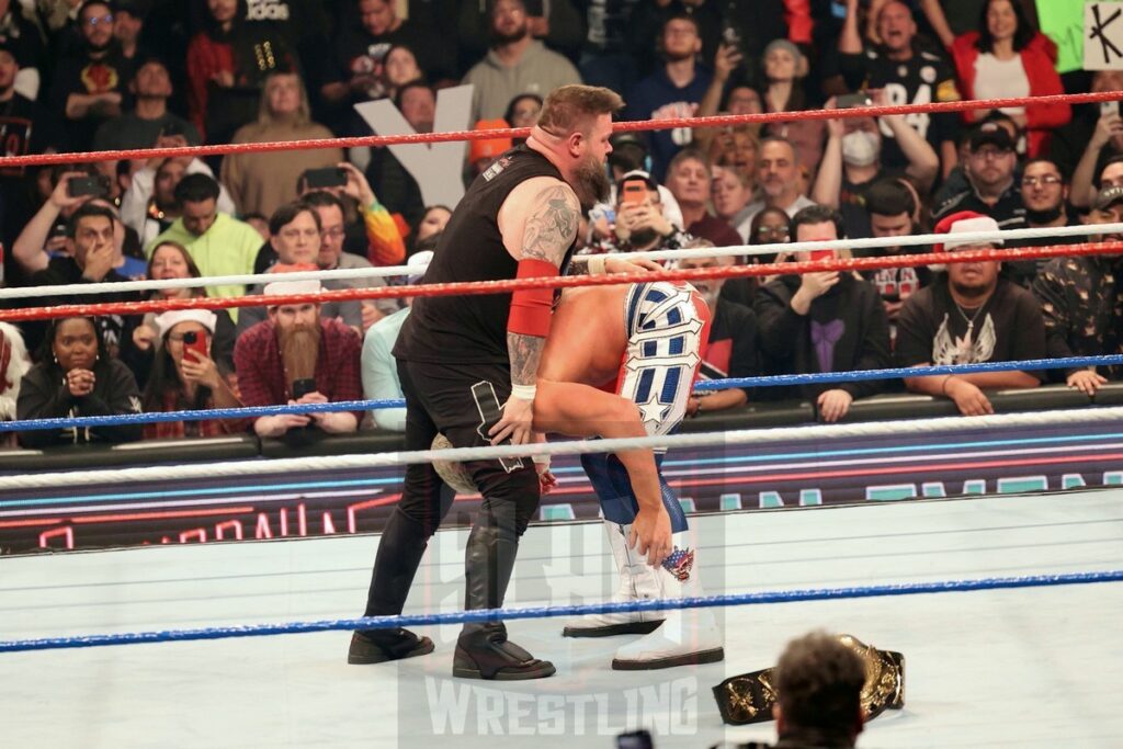 Post-match, Kevin Owens attacks Cody Rhodes at WWE Saturday Night's Main Event on Saturday, December 14, 2024, at the Nassau Veterans Memorial Coliseum in Uniondale, New York. Photo by George Tahinos, georgetahinos.smugmug.com