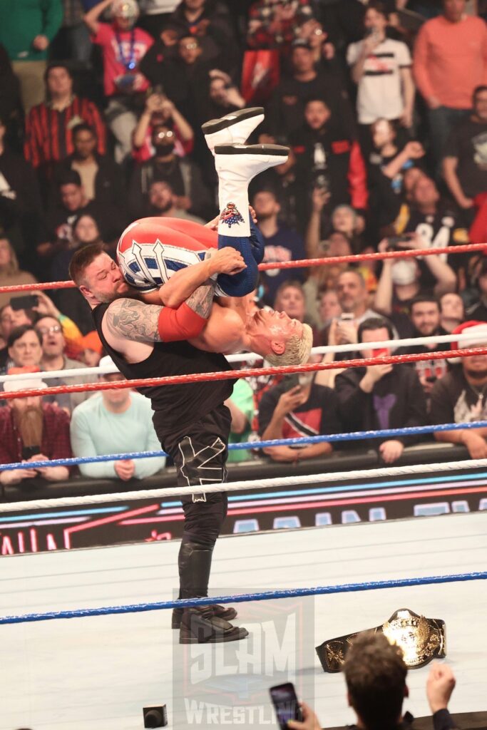 Post-match, Kevin Owens attacks Cody Rhodes at WWE Saturday Night's Main Event on Saturday, December 14, 2024, at the Nassau Veterans Memorial Coliseum in Uniondale, New York. Photo by George Tahinos, georgetahinos.smugmug.com