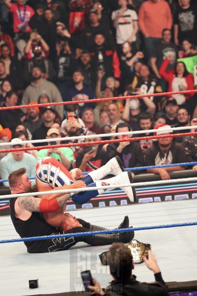 Post-match, Kevin Owens attacks Cody Rhodes at WWE Saturday Night's Main Event on Saturday, December 14, 2024, at the Nassau Veterans Memorial Coliseum in Uniondale, New York. Photo by George Tahinos, georgetahinos.smugmug.com