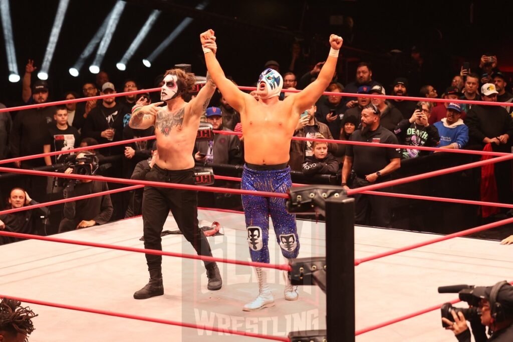 Danhausen and Atlantis Jr. at Ring of Honor's Final Battle on Friday, December 20, 2024, at the Hammerstein Ballroom in New York, New York. Photo by George Tahinos, georgetahinos.smugmug.com