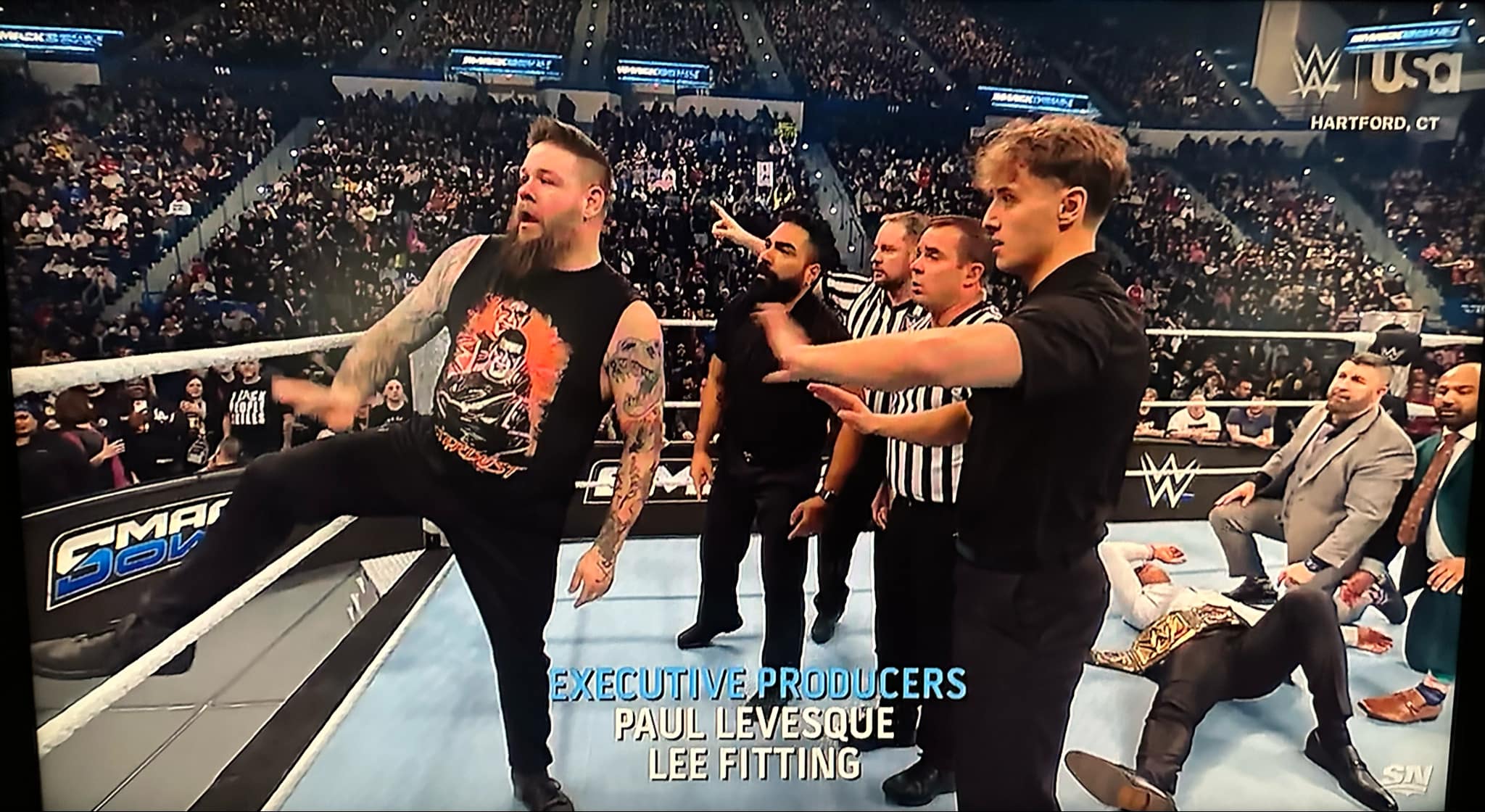 Lee Fitting in the WWE credits after a recent Monday Night Raw