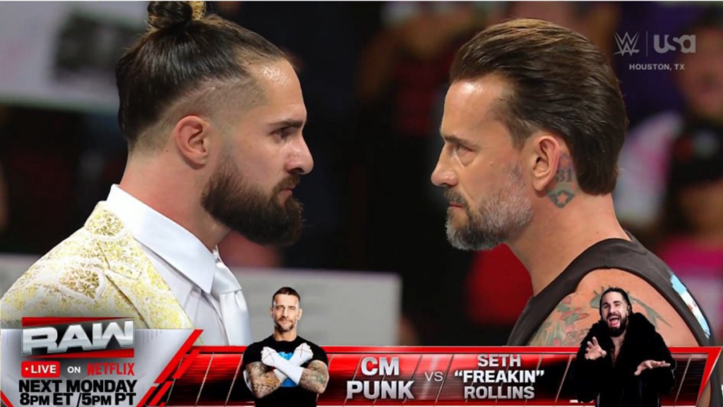 Punk and Rollins face off before their match next week