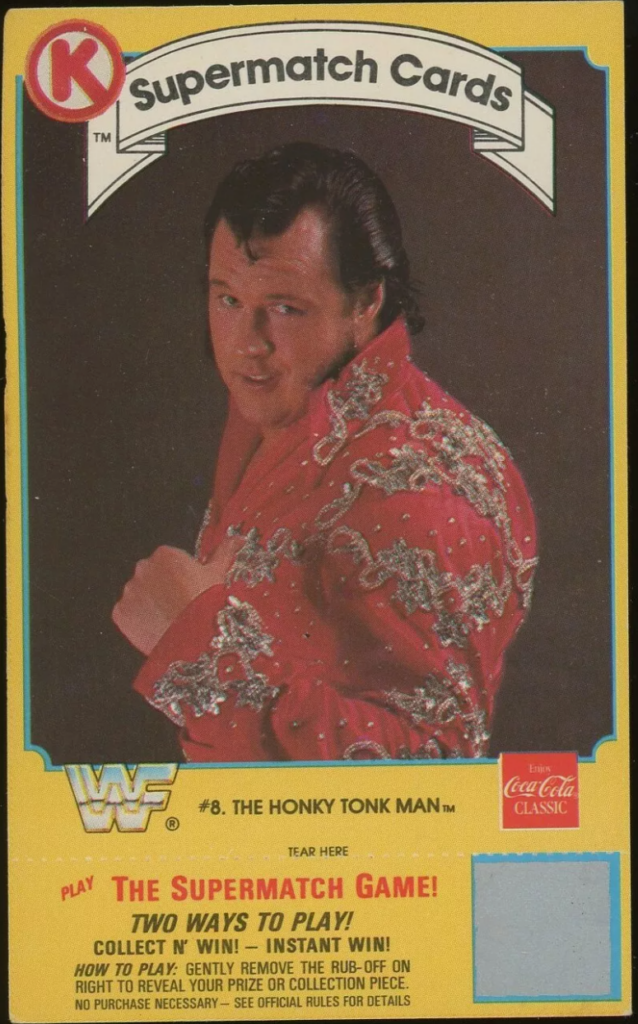 1987 The Honky Tonk Man Circle K Supermatch WWF Wrestling Card