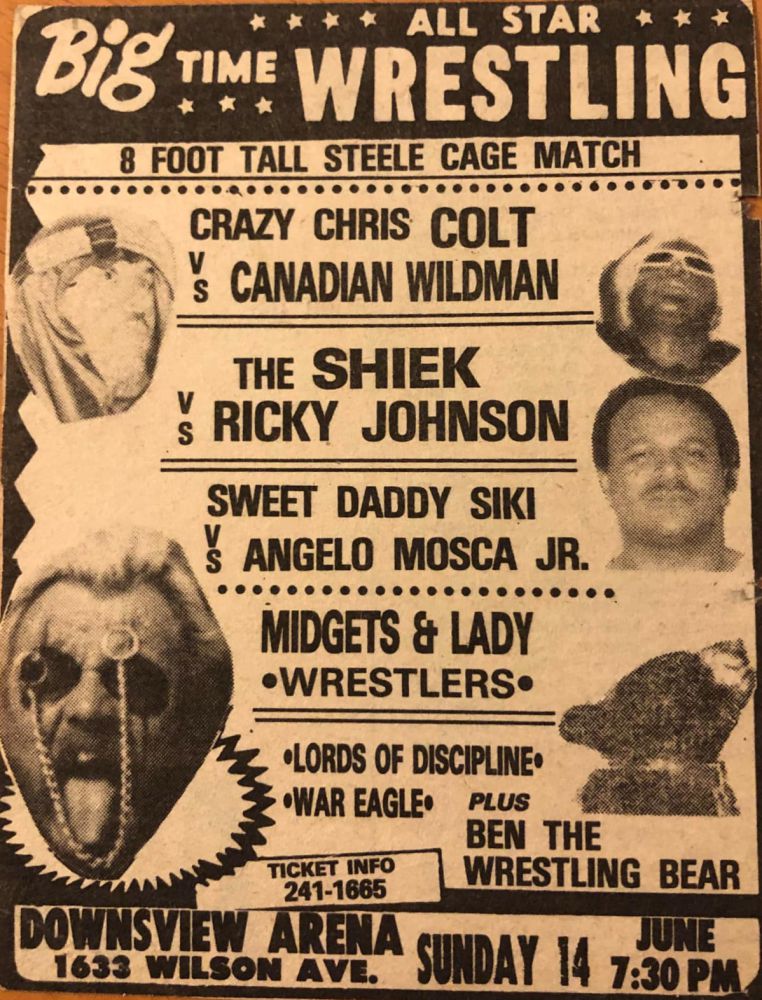 A Bearman McKigney-promoted show from June 14, 1983, around the time Joe E. Legend first met Sweet Daddy Siki. Courtesy Wes Maidment