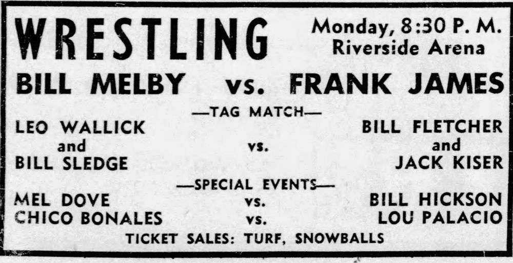 Bill Melby headlining in Boise, Idaho, on Feb. 2, 1954.